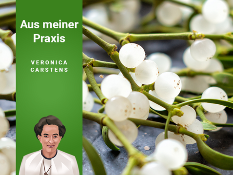 Mistelzweig auf grauer Tischplatte